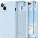 Magnetic for iPhone 15 Case, Compatible with MagSafe, [Screen Protector + Full Camera Protection], Silicone Shockproof Anti-Scratch Protective Phone Case for iPhone 15 6.1", Light Blue