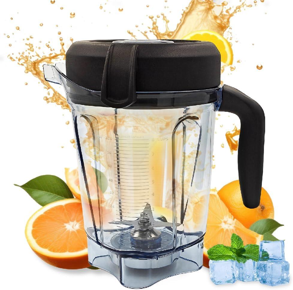 Blender Pitcher 64 oz Low-Profile Container, Compatible with 5200, 750, 5000, 6300, 7500, vm0102, vm0103, vm0197, E310 - Classic/Explorian/Commercial Series Cups