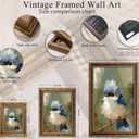Dougepce 3D Texture Oil Painting,Vintage Gold Framed Wall Art,Blue Bird Wall Art Canvas Prints, Birds on Tree Pictures Wall Decor, Birds Artwork Paintings for Bedroom Wall Decor (Blue 24''Lx16''W)