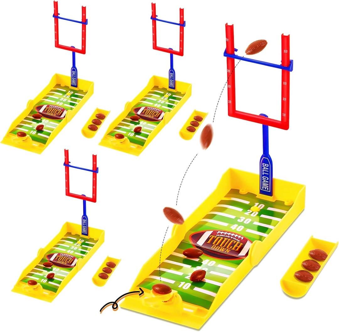 4 Sets Mini Football Game Desktop Football Games Field Goal Soccer Toys with Foam Soccer Goal Post, Bases, Catapults, Flick Finger Board Desk for Sports Party, Office, Gifts
