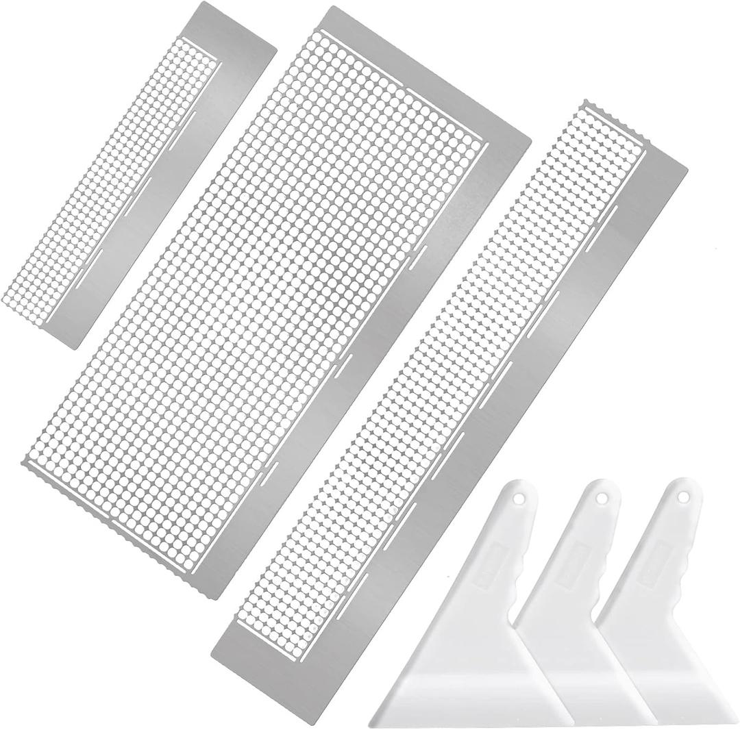 Whaline 3Pcs Stainless Diamond Pasted Drawing Ruler Steel 5D Drawing Mesh Ruler with Fix Tools 240 520 1020 Blank Grids for Full Drill or Partial Drills DIY Art Crafts Diamond Painting Kits