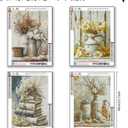 MBNTJHT 4 Pack Diamond Painting Kits for Adult Beginners,Yellow Flowers Diamond Art Kits for Adults,DIY 5D Full Round Drill Painting by Diamonds Art Crafts for Home Decor 12X16 Inch. (G8858+G8859+G8860+G8861)