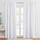 PONY DANCE Curtains 95 Inch Length - Blackout Curtains Thermal Insulated Drapes Back Tab/Rod Pocket Light Blocking Living Room Drapes Long, 52 Inches Wide, 2 Panels, Pure White (52"W x 95"L (Pack of 2))