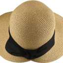 Surblue Womens Straw Sun Hat Wide Brim Foldable Panama Roll up Cap Fedora Beach Sun Hat UPF50+ (One Size, Coffee)