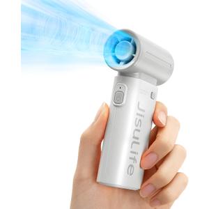 JISULIFE Portable Handheld Fan Life9, Turbo Power High Speed Air [18H Max Cooling Time], 5 Gear Wind, 5000mAh Rechargeable, Mini Pocket Design, Personal Fan for Travel Concerts Camping Makeup - Grey