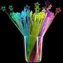 100 Pieces 9.1 Inch Swizzle Sticks Cocktail Stirrers Plastic for Bar Disposible Plastic Star Top Crystal Swizzle Sticks (Multicolor)