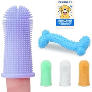 Dog Tooth Brushing Kit – 4 Finger Toothbrushes, Chew Toy & Dental Care Guide – Easy Oral Hygiene for Small & Large Dogs – at-Home Teeth Cleaning Set for Puppies & Adult Pets, Set Of 2