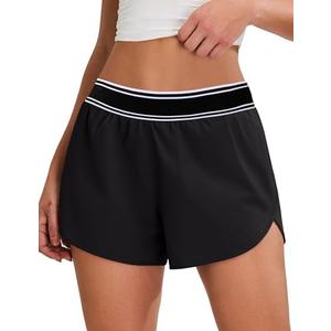 BMJL Women's High Waisted Running Shorts Quick Dry Lined Athletic Workout Shorts with Zipper Pocket XL