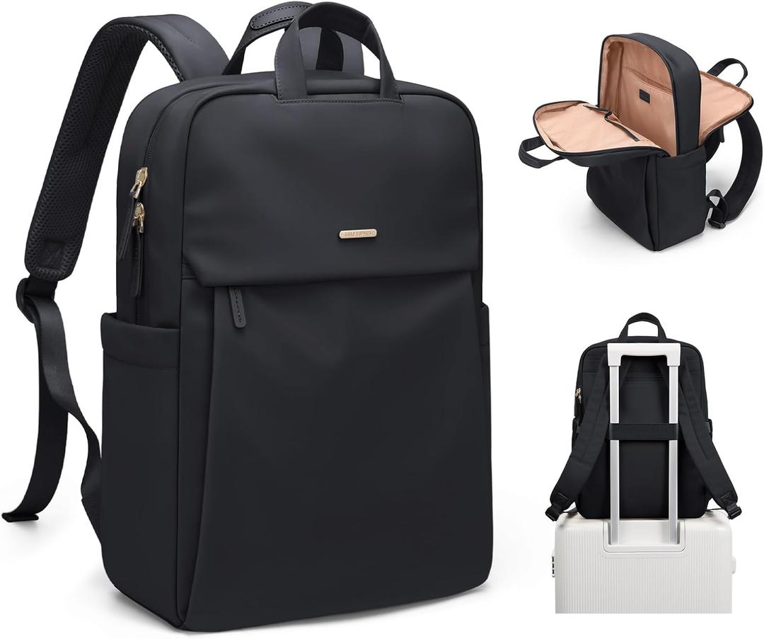 GOLF SUPAGS Women Laptop Backpack Fits 15.6 Inch Notebook Casual Daypack Everyday Bag for Work Travel College Backpack Book Bags (Black)