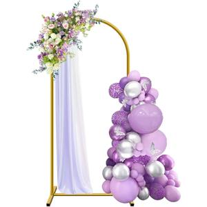 6 ft Arch Backdrop Stand, Wedding Arch Frame, Stable Metal Background Stand with Square Base Ground Nails, for Birthday Party Baby Shower Garland Decoration, Gold (6 x 2.6 FT(HxW))
