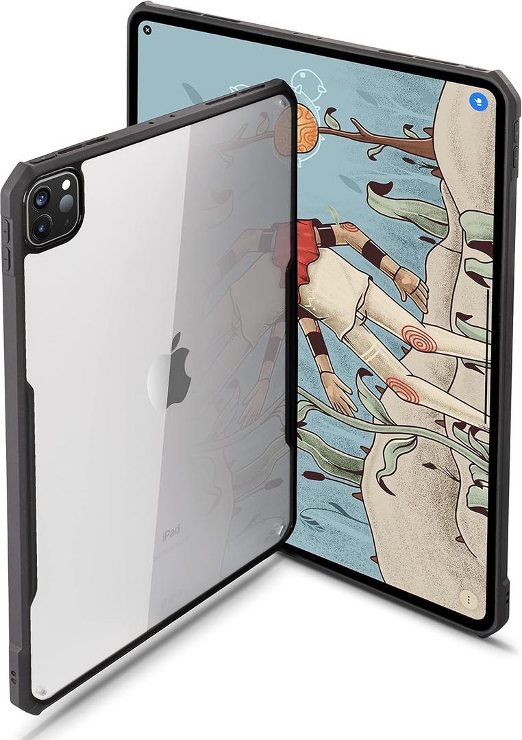 TineeOwl iPad Pro 11 inch Case 2022, 2021, 2020, 2018 (4th, 3rd, 2nd, 1st Generation) Ultra Thin, Clear Back, Flexible TPU Absorbs Shock, Supports Apple Pencil Wireless Charging (Black/Clear Back)