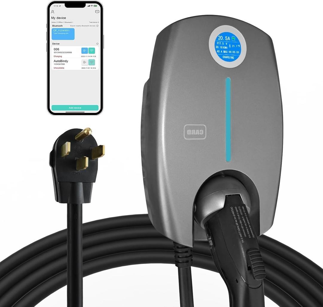 EP Home Smart Level 2 EV Charger, 40 Amp, 240V, NEMA 14-50 Plug, 25 Ft Cable, Wall-Mounted Indoor/Outdoor Electric Vehicle Charging Station for All EVs, ETL