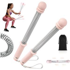 Ropeless Battle Ropes for Home Gym, Adjustable Weights Cordless Battle Ropes Sticks with Storage Bag, Portable Exercise Equipment for Strength Training, HIIT, Low-Impact Workout (Pink)