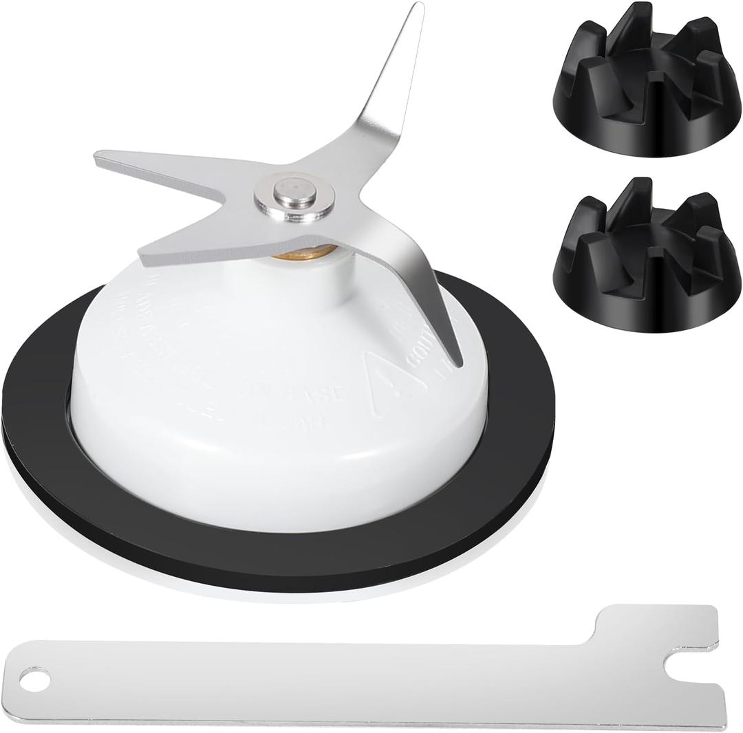 9704230 Blender Coupler with Spanner Kit Blender Blade 4 Leaf With Rubber Gasket Seal for kitchenaid blender replacement parts, Part Number WP9704230 Compatible with KitchenAid KSB5 KSB3, Pack of 4