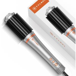XL Volumizer Hair Dryer Brush, 1500W High-Speed Blow Dryer Brush for Thick Curly Hair, Ionic Hot Air Brush Salon Blowout Tool, Anti-Frizz Heated Comb for Wet & Dry Hair, Silver