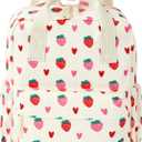 Mini Corduroy Backpack Bookbag School Bag for Toddlers Girls and Boys Preschool Daycare Kindergarten 13'' H Lightweight Fits for Folder(Strawberry-Beige Corduroy)