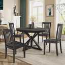 COLAMY Wooden Dining Chairs Set of 4, Spindle High Back Windsor Kitchen Side Chair, Farmhouse Dining Chairs for Kitchen and Dining Room, Dark Brown