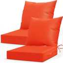 LAGRATY Outdoor Chair Cushions for Patio Furniture24" x 24" Deep Seat Cushions with Backrest for Couch Sofa Chair - Waterproof Fade-Resistant Patio Cushion (Set of 2,Orange)