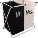 Nicesail Laundry Hamper 2 Section for Husband&Wife Parents or Couple, Clothes Basket Laundry Wedding Gift, Washing Storage Basket with Handle, Waterproof Bag Foldable Aluminum Frame Bathroom Bedroom