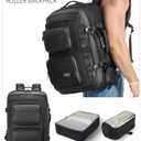 RoyalAnt Travel Rolling Backpack with Wheels, 50L Carry On Luggage with 2 Packing Cubes, TSA Lock Water-Resistant 17 inch Laptop Backpack for Men Women, Work, Airline Approved