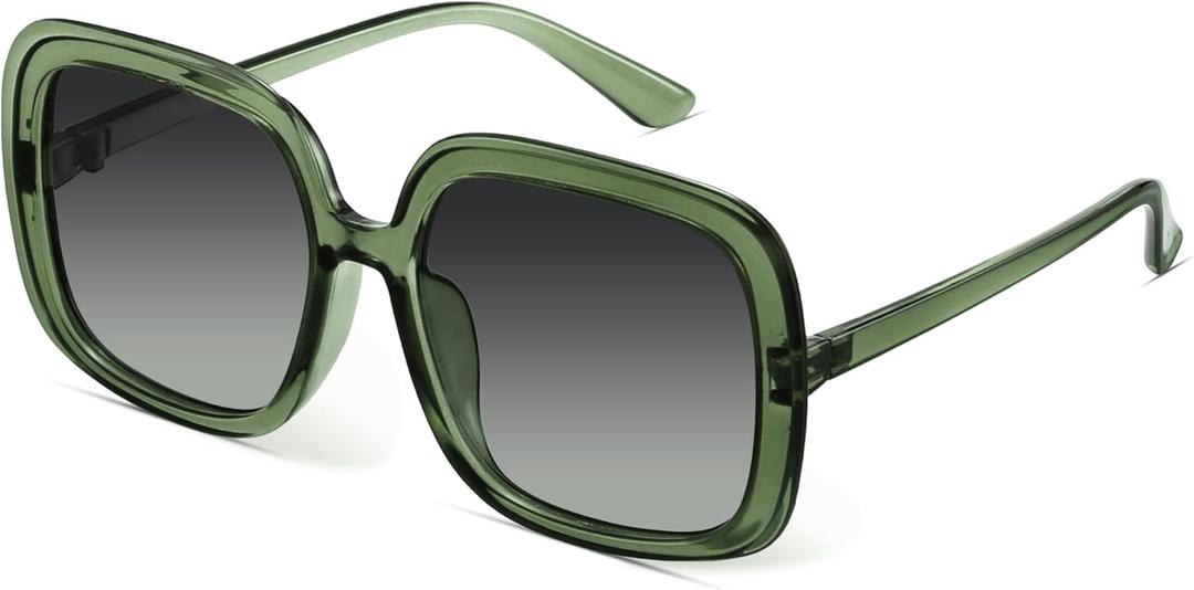 miyya Oversized Polarized Sunglasses Women, Trendy Retro Sun Glasses for Women 2025, Oversized Shades (Dark Green/Gradient Green)