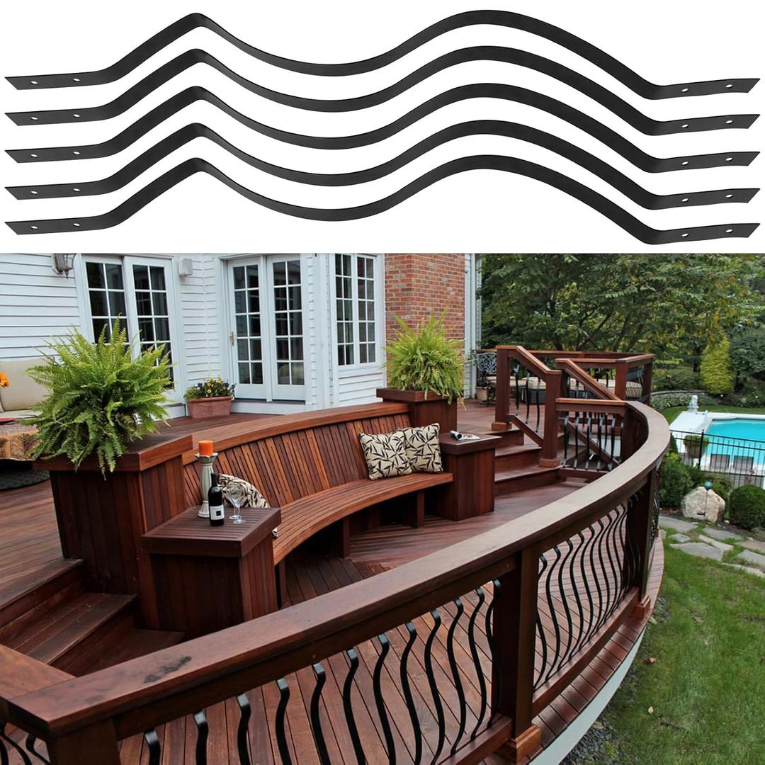 32.25 x1 Deck Balusters 26 Pack,Metal Wave Arc Deck Spindles with Screws,Wrought Iron Balusters for Deck Railing, Heavy Duty Staircase Balusters for Wood Composite Deck for Proch, Balcony