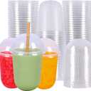 17 oz Disposable Clear Plastic Cups With Dome Lids Perfect for Cold Drinks Coffee Smoothie Dessert Cups BPA Free 50 Pack
