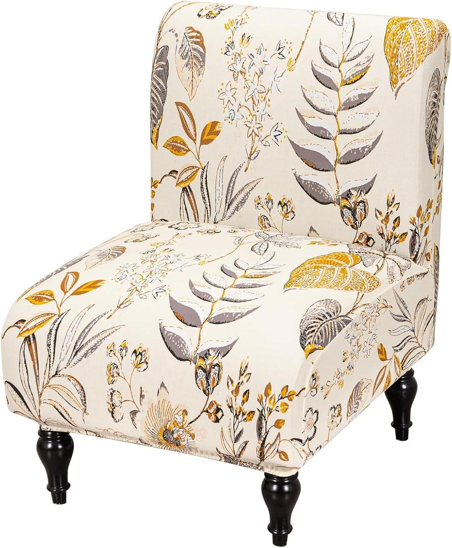FUANGUI Armless Accent Chair Cover Slipcover, Stretch Spandex Chair Covers for Living Room Removable Washable for Armless Chair Furniture Protector (1Pcs, A1)