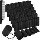 Syhood 56 Pcs Foam Sponge Hair Rollers 6 Sizes Soft Sleeping Curlers Flexible Sponge Curler Tool Rat Tail Comb for Long Short Hair Styling(Black)
