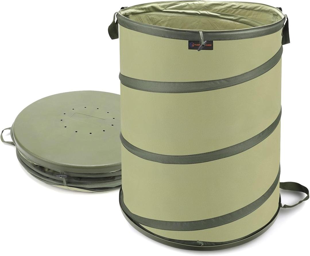 YUDI & GARDEN 45 Gallon Hard Bottom Collapsible Garden BagCollapsible Trash CanCamping Trash Can, for Collecting Weeds or Party and Yard Waste