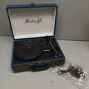 Vinyl Record Player 3-Speed Bluetooth Suitcase Portable Belt-Driven Record Player with Built-in Speakers RCA Line Out AUX in Headphone Jack Vintage Turntable Coral Blue