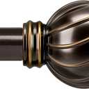 Lootkell Bronze Curtain Rods for Windows 48 to 84 Inches Adjustable Length Heavy Duty 7/8" Diameter Brown Window Curtain Rod with Decorative Finials for Outdoor Farmhouse Bedroom Kitchen Living Room (36"-88"|1 Pack)