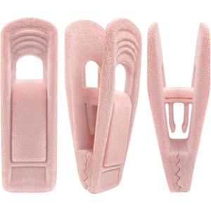 Light Pink Velvet Hangers Clips 40 PCS, Non-Slip Finger Clip for Pants Suit Skirt Velvet Hanger, Strong Flocking Hangers Clips