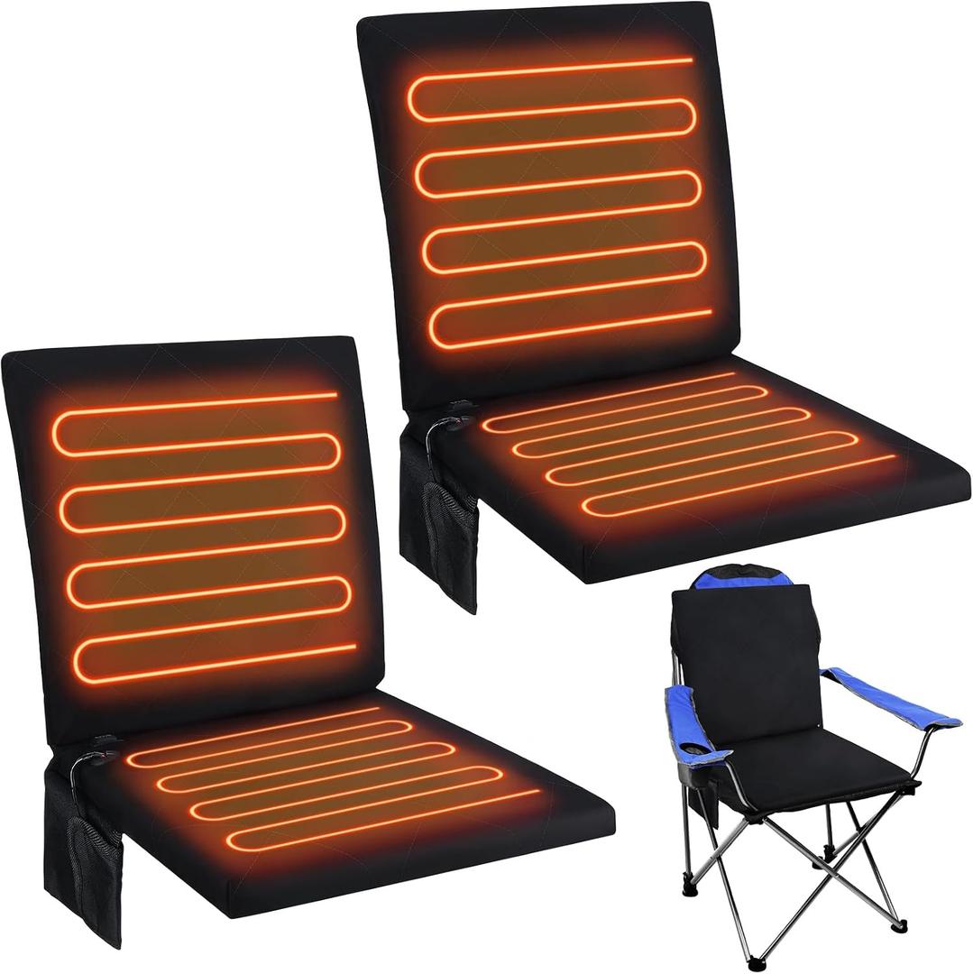 Thyle 2 Pcs Heated Seat Cushion for Bleachers Stadium Foldable, Black