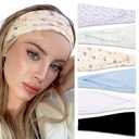 TERSE Headbands for Women Trendy Floral Women's Hair Bands, Non Slip Stretchy Sweat Bands 4 inches Wide, Fashion Hair Accessories for Yoga Workout Summer Head Bands