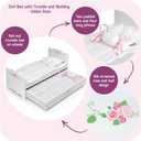 Badger Basket Doll Bed with Trundle and Bedding Elegant White and Rose Bed for 18 to 20-Inch Dolls with Deluxe Mats and Pillows