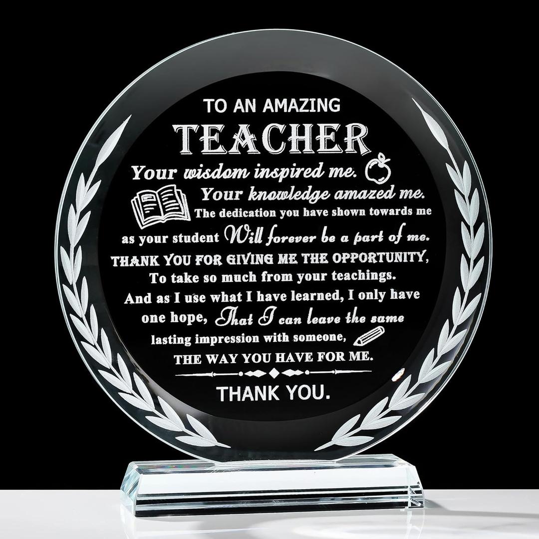QIANWEI Teacher Appreciation Gifts for Women Men-Teacher Crystal Plaque Gifts Best Teacher Birthday Christmas Retirement Teachers' Day Graduation Gifts Thank You Teacher Gifts from Student, 15cmYXGL
