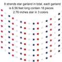 TecUnite 8 Pack Total 52.5Ft Patriotic Star Streamers Banner Blue Red White Star Garland American Flag Decor for 4th of July, Memorial Day, Veterans Day, Independence Labor Celebration Decorations