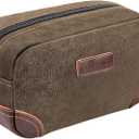 emissary Men's Toiletry Bag, Leather and Canvas Travel Toiletry Bag, Dopp Kit for Men, Travel Bathroom Bag Men's Shaving Kit, Travel Kit Small Bags for Men, Shaving Bag for Travel Accessories (Coffee)