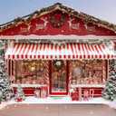 VitalCozy 16 x 7 ft Cane Candy Christmas Garage Door Cover Banner Decorations, Christmas Santa's Shop Storefront Garage Cover Polyester Xmas Backdrop Photography for Indoor Outdoor Wall Door House