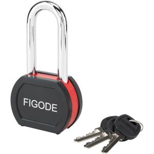 FIGODE Black Covered Solid Steel Padlock with Key, High Security Heavy Duty Lock, 2-3/4" Wide, 2.7" Long Hardened Steel Shackle, Gate Locks for Outdoor Fence or Shed (1 Pack)