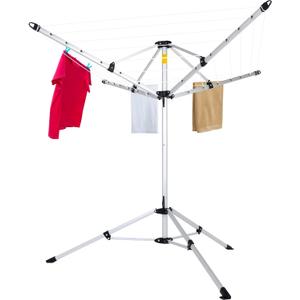 JS HANGER Drying Natural Clothes Airer Outdoor Portable 4-arm Aluminum Drying Rack w/Ground Stake, Carry Bag, 28-Lines with 65 ft. Umbrella Clothesline