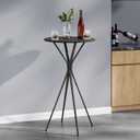 VASAGLE Bar Table, Round Cocktail High Top Pub Bistro Table for Events Party, Kitchen Dining, Home Bar, 23.6 x 23.6 x 41.3 Inches, Sturdy Metal Frame, Modern Style, Easy to Assemble, Black