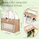 Reginary 16 Pcs Jute Burlap Totes Jute Tote Bags Reusable Burlap Beach Bags with Handle for Wedding Gifts, 11.8 x 7.87 x 5.5(Beige,Classic)