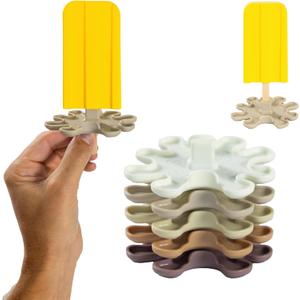Popsicle Stands (Neutral) - Popsicle Holder and Drip Guard - Mess Free Frozen Treat Holder for Kids and Adults - Dishwasher Safe and BPA Free - 5 Pack