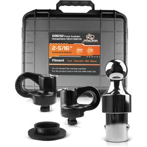 60692 Puck System Gooseneck Hitch Ball Kit with Box, Fit for 2013-2021 Ford F250 F350 F450, 2016-2021 Chevrolet GMC 2500HD 3500HD, Nissan Titan XD, 2-5/16 Ball kit, 30K lbs GTW/7.5K lbs VTW