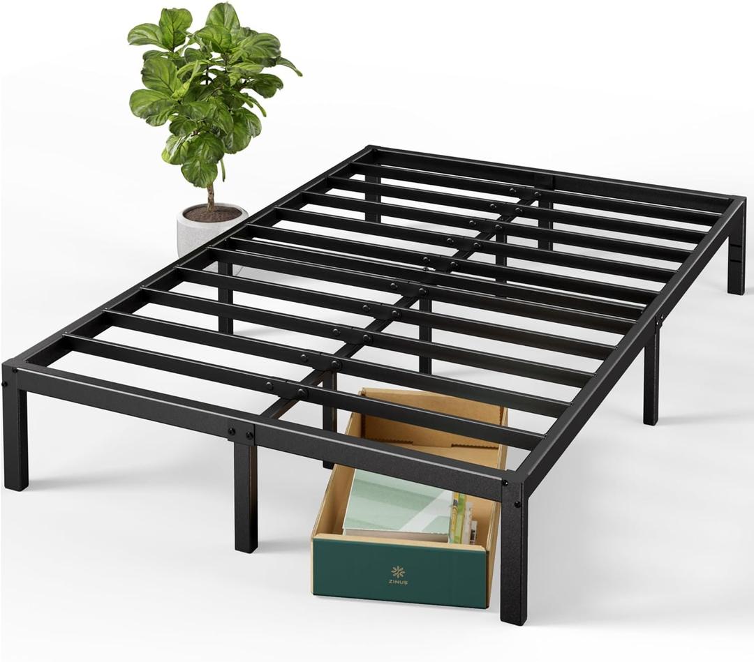 ZINUS 14" Elias Metal Platform Bed Frame, Steel Support, No Box Spring Needed, Easy Assembly, King (King, Black)