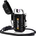 LcFun Electric Lighter Windproof Dual Arc USB Rechargeable Flameless Plasma Lighters Waterproof Matches for Camping Hiking Survival Tactical Gear Birthday Gifts for Men Husband, Black