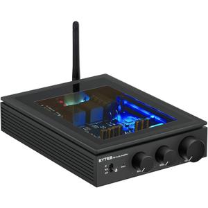 Bluetooth 5.3 Stereo Amplifier, 300W x 2, 2 Channel TPA3255 Class D Mini Amplifier, Bass/Treble/Volume Control for Passive Speakers/Indoor/Outdoor/Bookshelf Speaker/Home Audio/Subwoofer Desktop