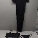 Women Sexy Four Piece Outfits Summer Off Shoulder Ruched Bodycon Mesh Cocktail Club Skirt Sets 2025, Pack of 4, Size M